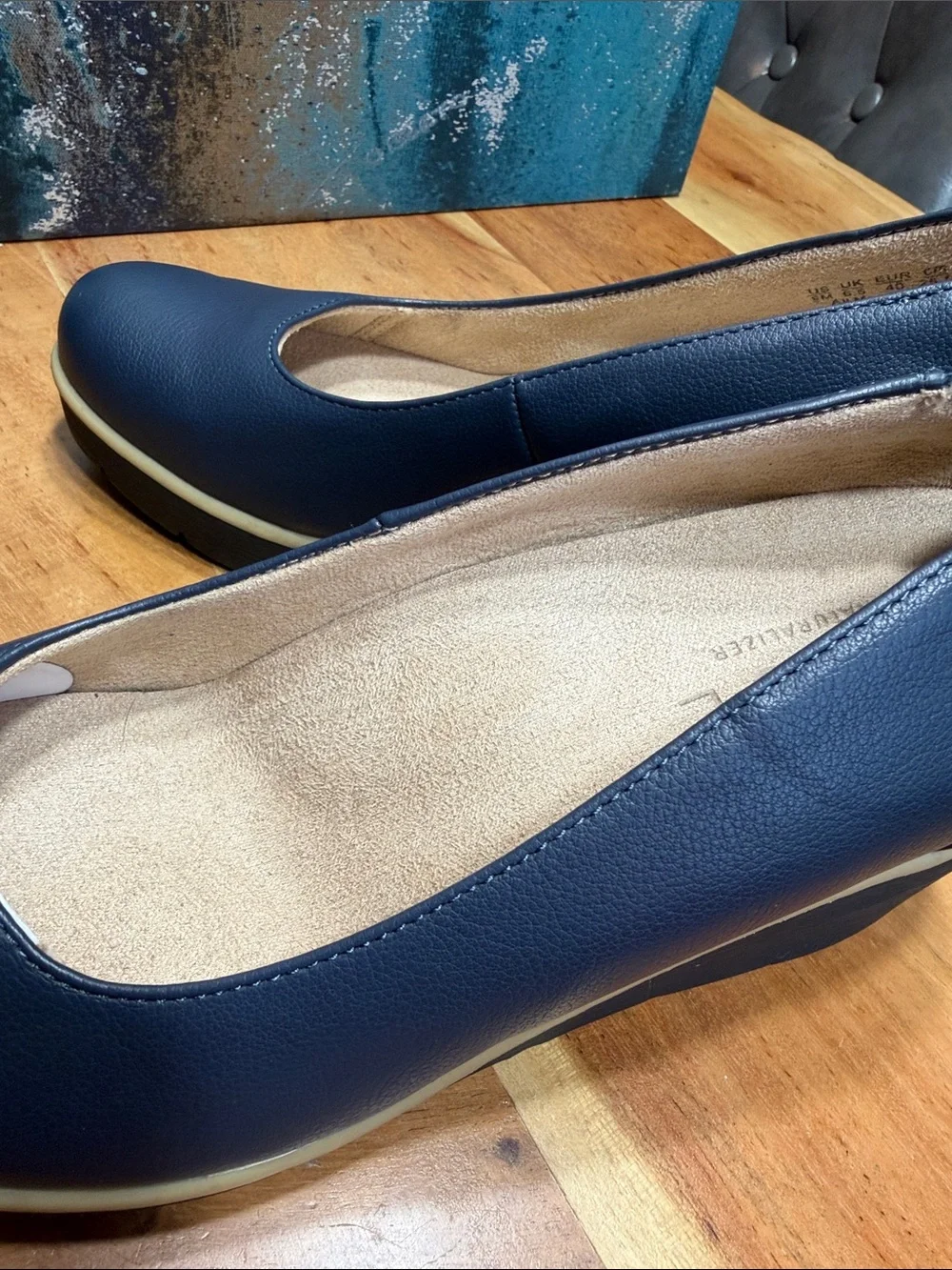 Naturalizer SOUL “About Time” Minimalist Platform Wedge Pumps Navy Blue Size 9